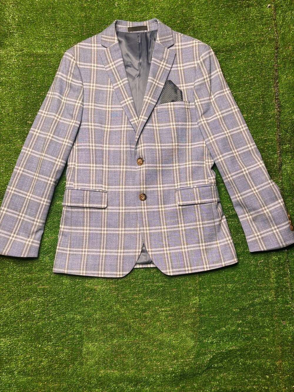 Lauren Ralph Lauren Boys Windowpane Blazer Light Blue 18R